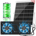 40W Solar Powered Exhaust Fan with 18000mAh Battery & Timer, 3500RPM High-Speed Waterproof Ventilation Fan for Chicken Coop, Greenhouse, Shed, Pet House & Window
