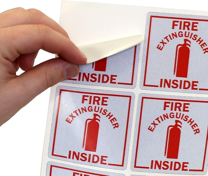 SmartSign Fire Extinguisher Inside Stickers | 2.75" x 2.75" Engineer Grade Reflective Labels, Pack of 6, Made in USA