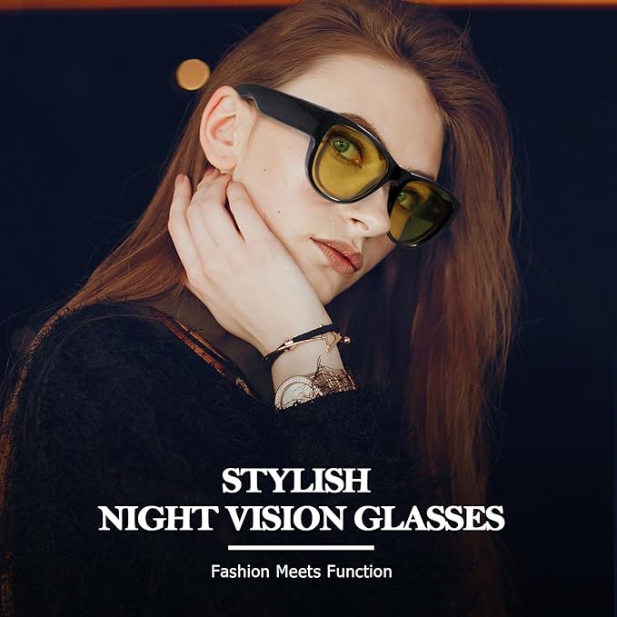 TJUTR Fit-Over Night Vision Driving Glasses for Men Women, Anti-Glare Polarized UV400 Yellow Lenses for Nighttime Safety