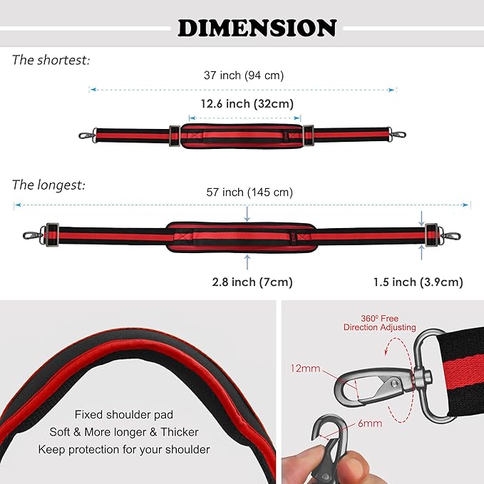 ZINZ Bag Shoulder Strap, Padded Adjustable Shoulder Strap Replacement