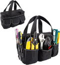 Small Tool Bag,Close Top Wide Mouth Tool Organizer Bag,Large Capacity Tool Bags for Men,Canvas Tool Storage Bag for Storage Handbag for Screwdrivers,Wrench,Pliers Hand Tools (Black-1, 12 Inch)
