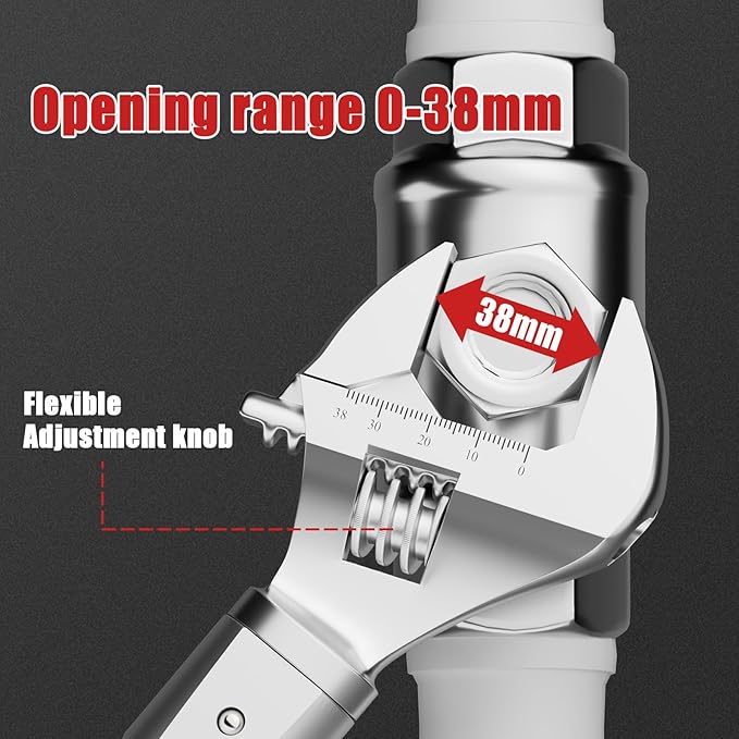 VANPO Adjustable Digital Torque Wrench, 5-99.6Ft.lb/6.8-135Nm, ±2% Accuracy, HVAC Torque Wrench with Interchangeable 38mm Jaw & 1/2" Ratchet, Buzzer, Vibration and LED Alert for Split AC, Moto, Car