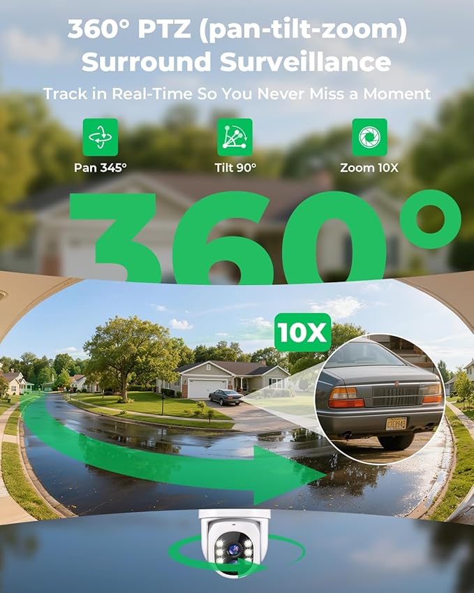 Solar Security Cameras Wireless Outdoor, 5G&2.4GHz Cameras for Home Security, 2K Solar Outdoor Camera, Color Night Vision, AI Human Detection, 2-Way Talk, Siren Alarms (2-Pack)