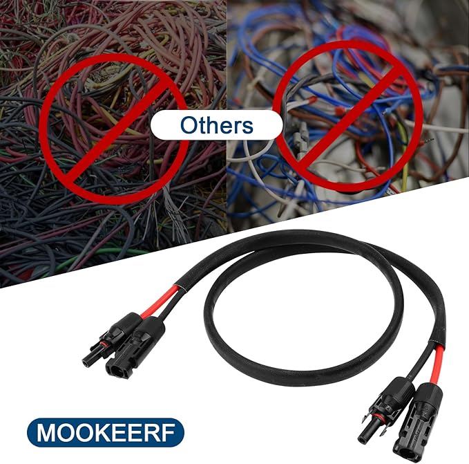 Solar Panel Extension Cable - 10AWG 30FT Solar Wire with Female & Male Waterproof Connector Flame Retardant Protective Sleeving PV Wire for RV, Photovoltaic Systems, Home, Boat, Solar Panels, Car