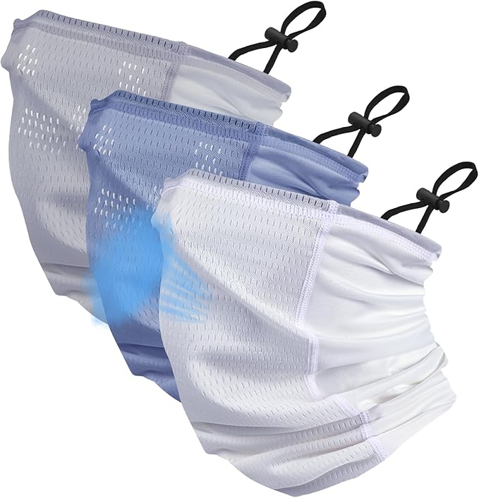 Geyoga Adjustable Cooling Neck Gaiter Breathable Summer Face Mask with Mesh Holes Strap UV Protection Neck Cover for Men