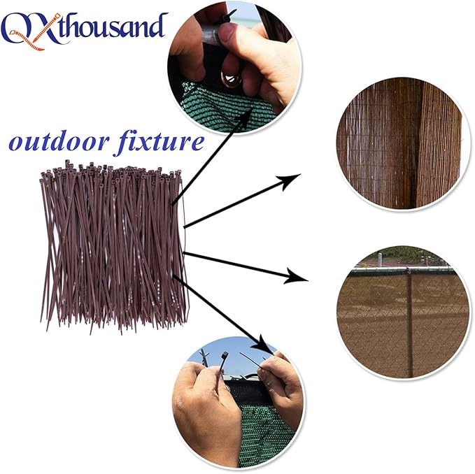 10 Inch Dark Brown Zip Ties Outdoor Use-Pack of 100, Self Locking Plastic Cable Ties for Fence, Small DIY Tie, Cable Management Outside Garden Trellis Tightening Tool, Cord Strap Halloween Decorations