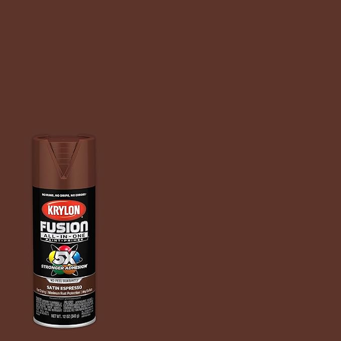 Krylon Fusion All-In-One Adhesive Spray Paint for Indoor/Outdoor Use, 12 oz, Espresso