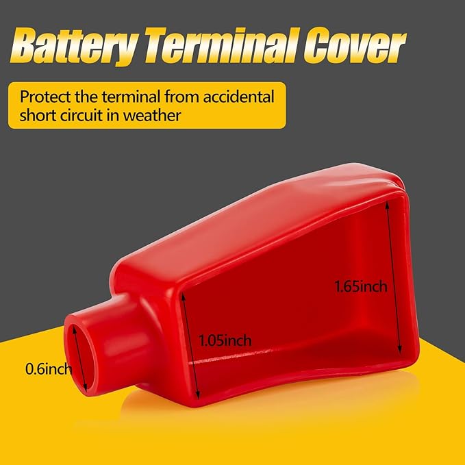 4 Pieces Battery Terminal Covers Battery Terminal Insulating Protector Positive and Negative Cable Covers in Red and Black for Boat Cars