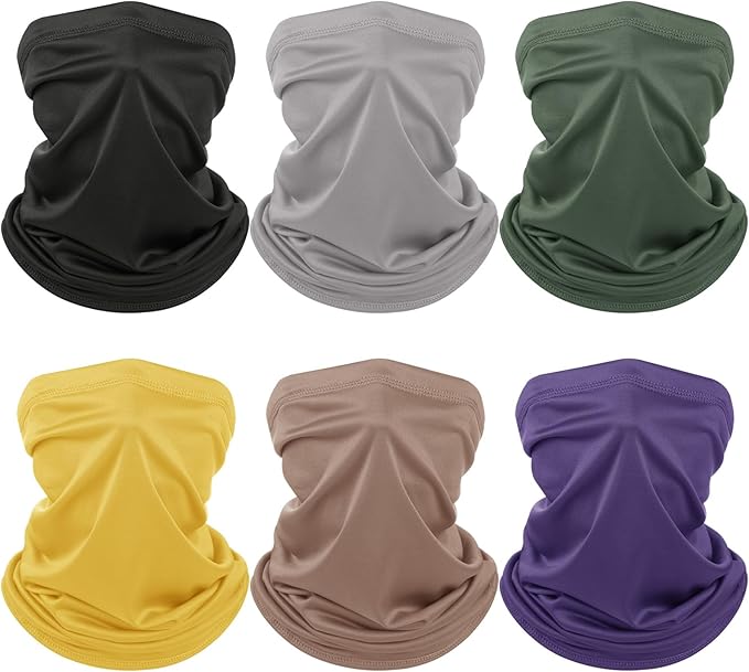 Geyoga 6 Pieces Summer UV Protection Cooling Neck Gaiter Face Clothing Neck Gaiter Mask Scarf Sunscreen Breathable Bandana