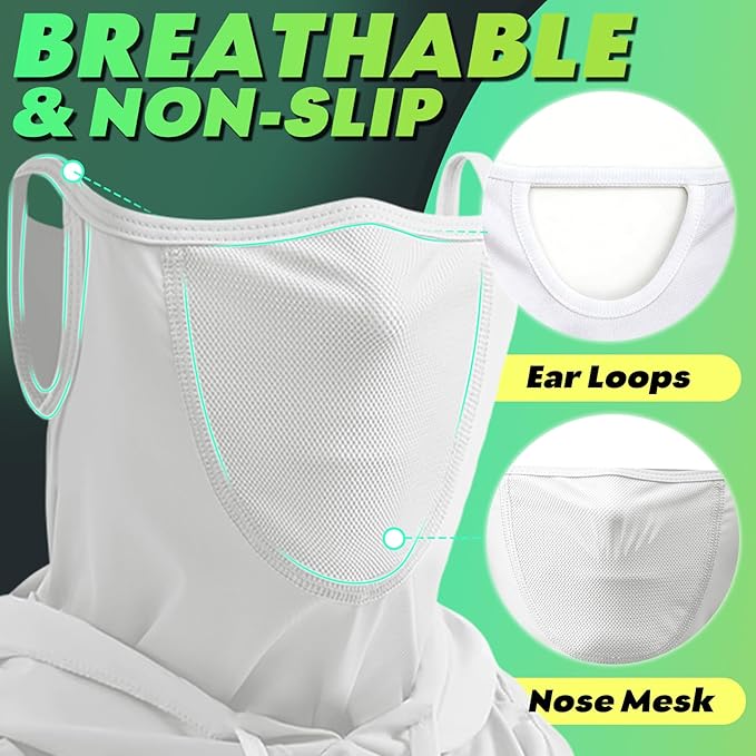 3 in 1 Summer Cooling Balaclava Hood Face Mask with Ear Loops Men Women Sun UV Protection Breathable Full Head Cover