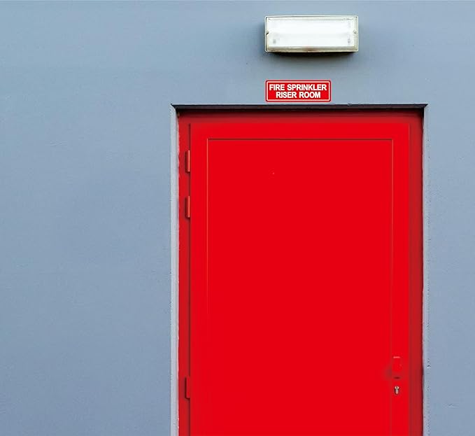 Fire Sprinkler Riser Room Sign - Made from Premium Durable Acrylic Material, Super Strong Self-Adhesive, QuickInstallation, Perfect for Your Business and Home (9x3 Inches, Red)