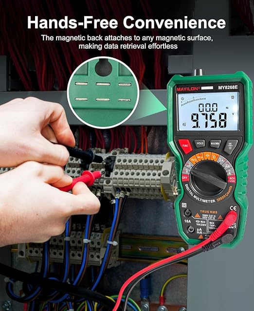 Multi Meter Digital Multimeter 20000 Counts Auto Ranging, Voltmeter for Voltage Current Resistance Diodes Continuity Frequency Duty Cycle Capacitance Temperature NVC Live
