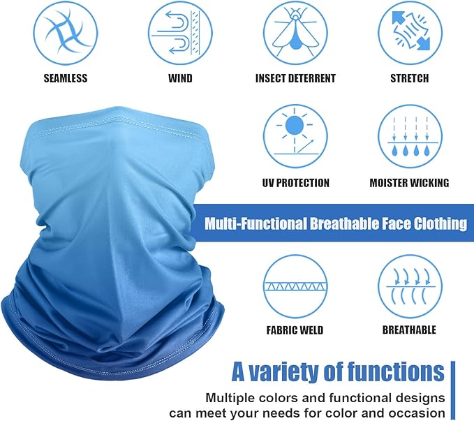 Geyoga 6 Pieces Summer UV Protection Cooling Neck Gaiter Face Clothing Neck Gaiter Mask Scarf Sunscreen Breathable Bandana