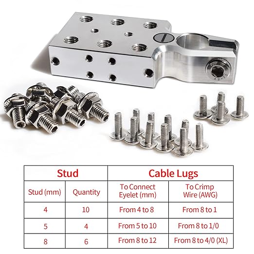 Vgate 20-Stud AGM Battery Post Terminal Distribution Block to Connect 8AWG up to 4/0(XL) Gauge Wire for Tapered Top Post SAE/DIN/EN