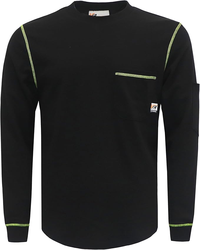VATRENUS FR Shirts Crewneck 5.5oz Lightweight Flame Resistant 100% Cotton Men's Pre-Washed Fire Retardant Workwear