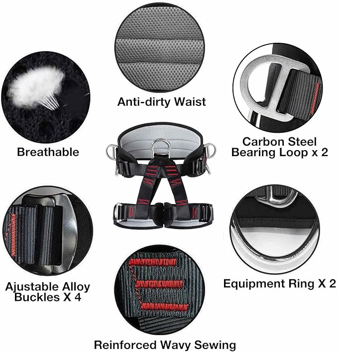 Thicken Professional Safety Belt with Magnesium Alloy Connection Ring - Tree Climbing, Fire Rescue, Rappelling Gear