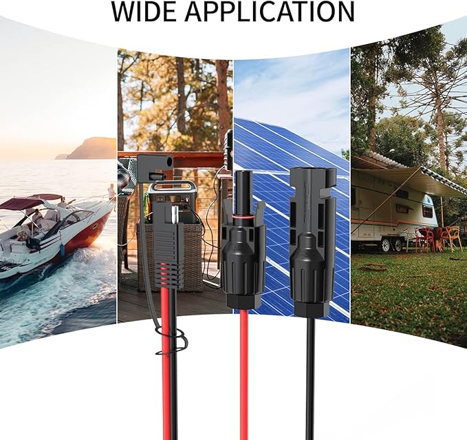 10AWG 10FT Solar Connector to SAE Adapter 2 3.3 10 20 35 50FT SAE Solar Panel Extension Cable with SAE Polarity Reverse Adapter for Solar Panels Car Battery Charger Kit