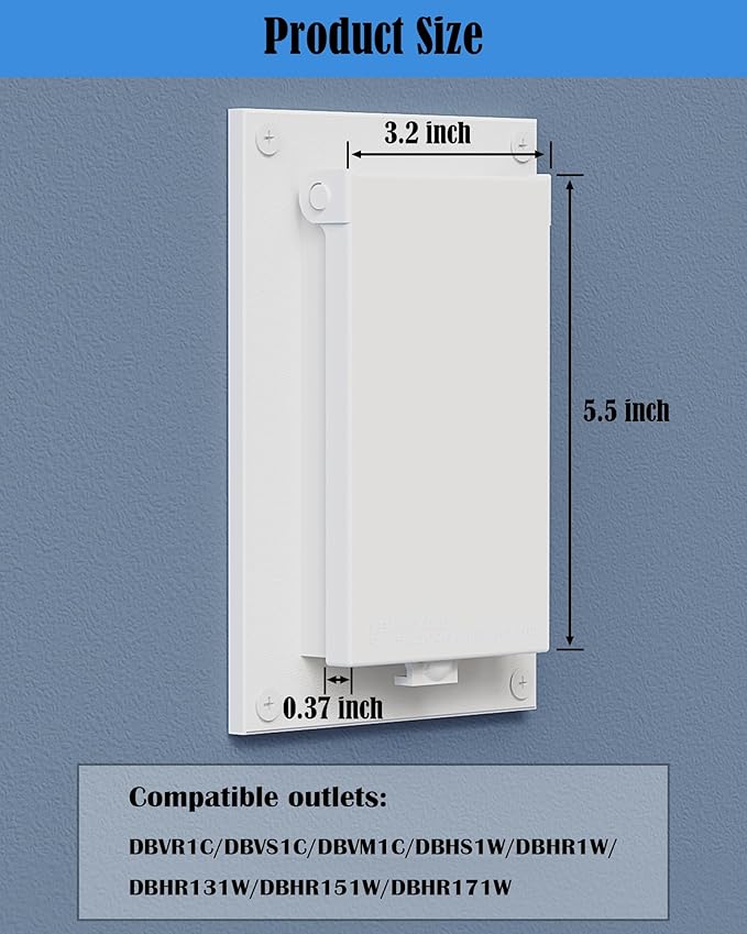 Type 3r Enclosure Cover, DBVW-1 Outdoor Outlet Cover for Wet Locations (Vertical), Electrical Box Replacement Cover for DBVR1W/DBVS1W/60VW in Box Electrical Outlet Box - White(2-Pack)