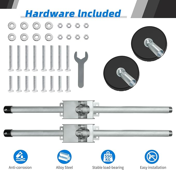 Ladder Leveler Non-Slip Rubber Leg Ladder Stabilizer, Adjustable Ladder Leg Level, Maximum Load Capacity 550 lbs, Fits Indoor and Outdoor Stairs and All Surfaces, Ladder Fittings 1 Pair (26 Inch)