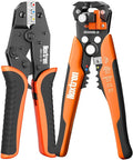 Wire Stripper and Crimping Tool, AWG 24-10 Self-Adjusting Stripper Tool with AWG 22-10 Ratcheting Wire Terminal Crimper for Heat Shrink Wire Connectors