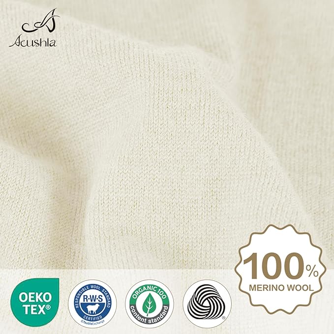 ACUSHLA 100% Merino Wool Neck Gaiter for Men & Women Ski Face Mask Winter Scarf Neck Warmer All Weather, Midweight Maple Leaf