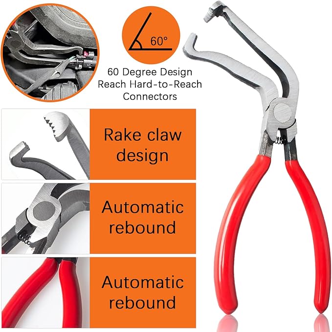 Electrical Disconnect Pliers Set – Automotive Electrical Tools & Connector Removal Tool Kit with Hose Clamp Pliers, Wire Terminal Separator, and Car Plug Connector