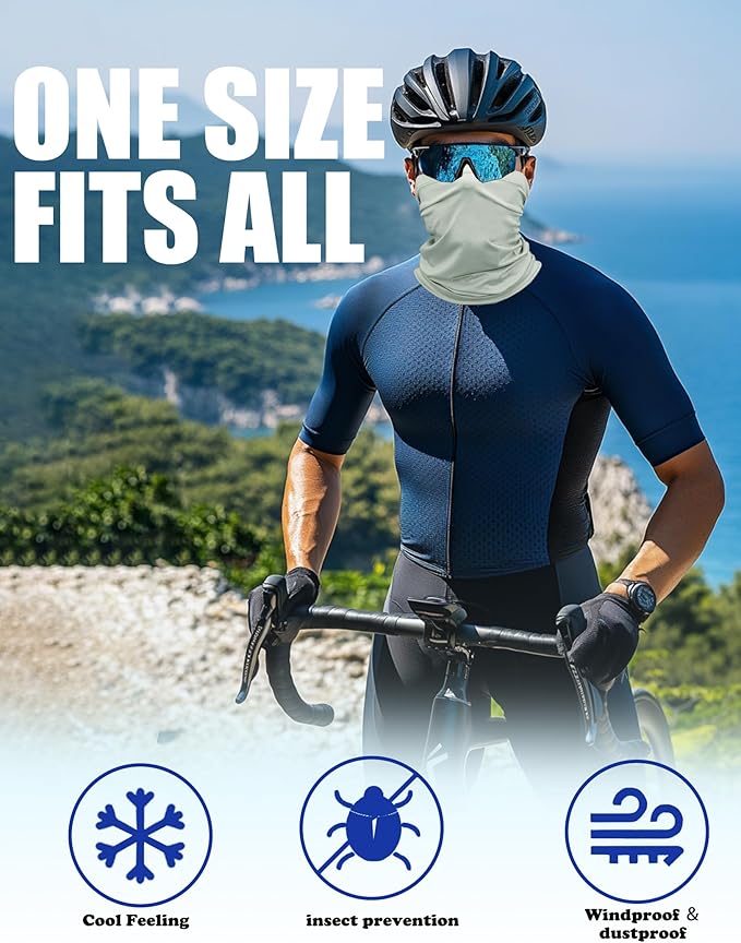JHYWELL Cooling Neck Gaiter Face Mask, UV Protection Masks Gator, Windproof Bandana for Skiing, Fishing, Hiking, Cycling