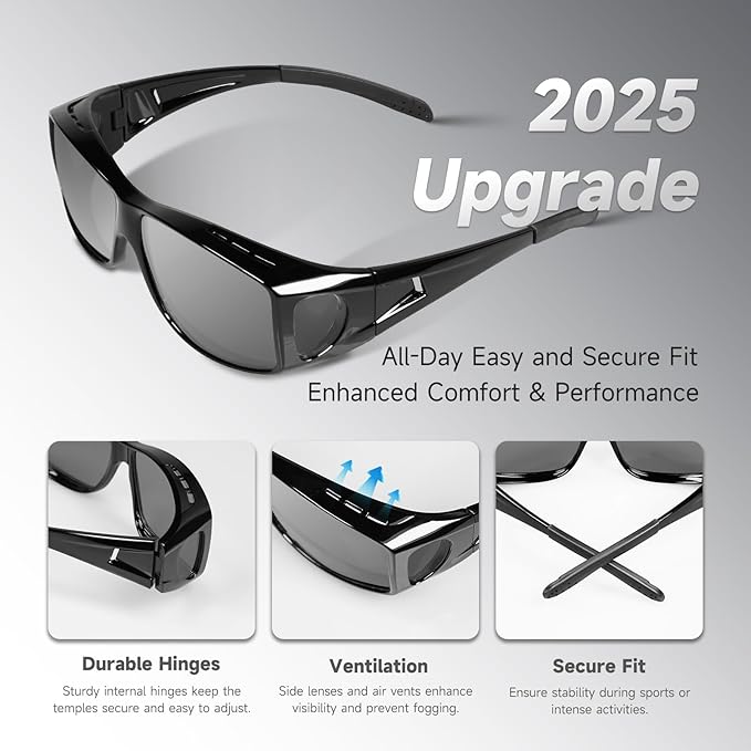 Night Driving Glasses Night Vision Glasses Fit Over Glasses Polarized Anti-Glare UV400 Gift for Men Women