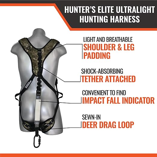 Malta Hunting Safety Ultralight Tree Stand Safety Harness Kit Set, TrueTimber Patterns, Multi-Sizes (Strata Camo, Large-XLarge)
