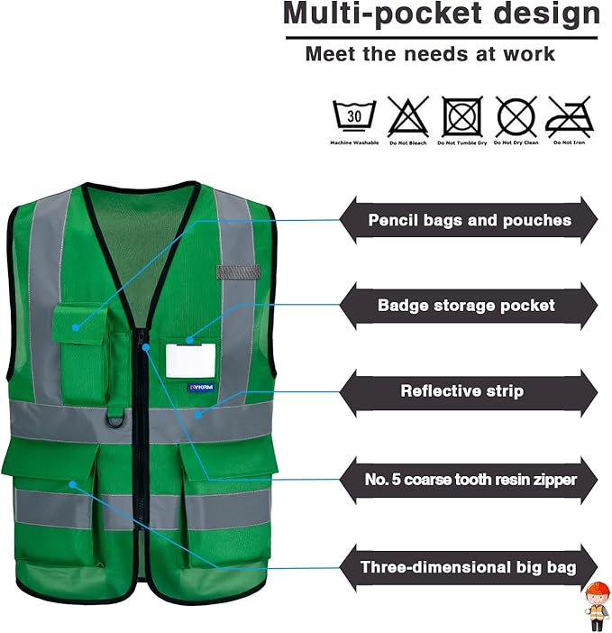 A-SAFETY big and tall green construction vest 4XL 5xl