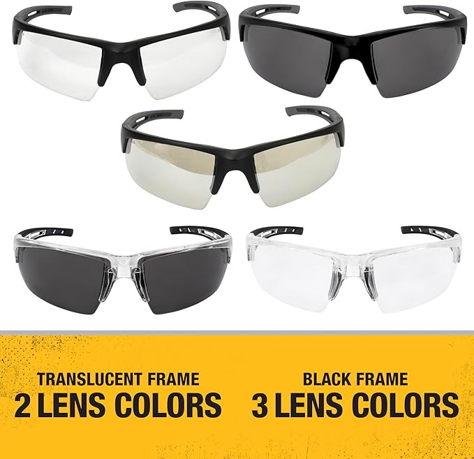 DEWALT DPG100T-2D Crosscut® Safety Glasses - Translucent Half Frame - Smoke Lens - ANSI Z87.1+ - 1 Pair