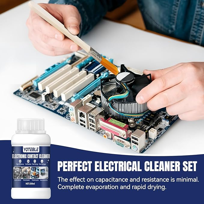 250 ML Electronic Contact Cleaner, Electrical Cleaner with 2 Cleaning Brushs, No Damaging, Suitable for Cleaning Circuit Boards Appliance Control Boards Switches & Connectors, Clear