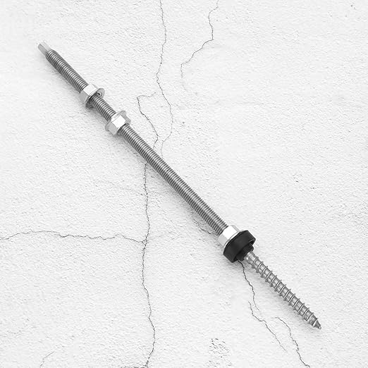 Pack of 4 Hanger Bolts 304 Stainless Steel Height Adjustable Solar Hanger Bolts for Photovoltaic Solar Attachment on Building Roofs, M10 x 300 mm, 549-A-BIW
