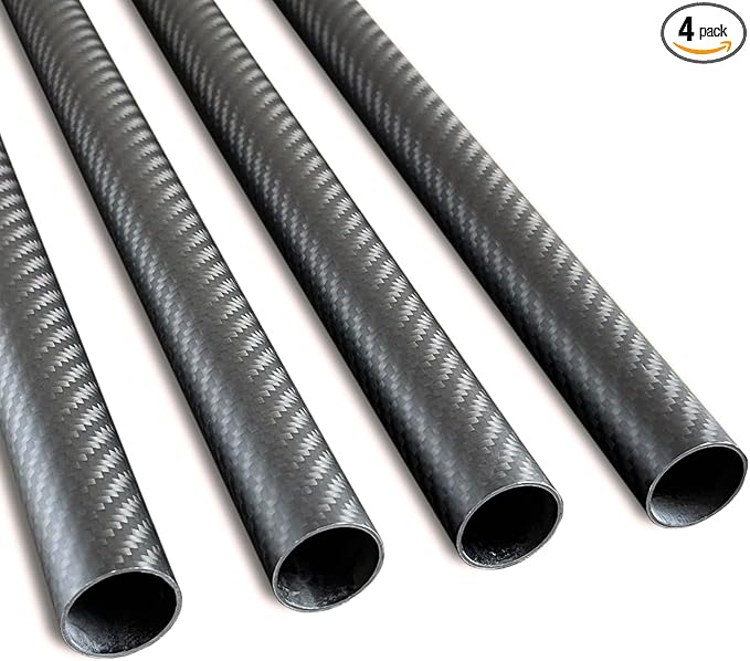 4pcs Carbon Fiber Tube 25x23x420mm,6~50mm Available, 3K roll Wrapped Twill Matte Finish.