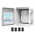 Waterproof Junction Box ABS Plastic, Outdoor Electrical Box IP67 Hinged Cover Project Box with Mounting Plate Wall Brackets and 2 Cable Glands, Grey Electrical Enclosure 5.9"x5.9"x3.5"