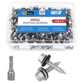 Metal Roofing Screws #10×1Inch, 320-PCS, Hex Head Rustpert Coating Sheet Metal to Wood Siding Screw with EPDM Rubber Washer, Sharp Point, Hex Socket Included