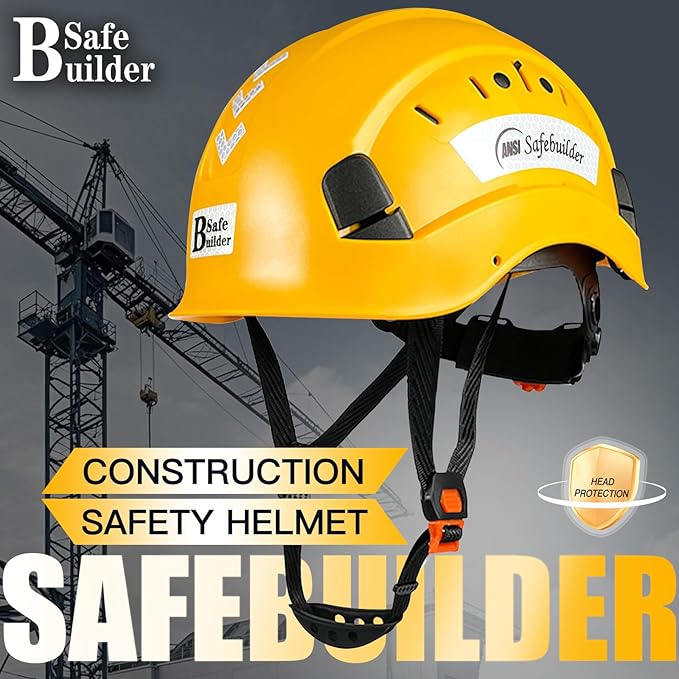 Construction Safety Helmet ABS Hard Hat Adjustable Ventilation System Hardhats Industrial Work Head Protection for Men Certified ANSI/ISEA Z89.1