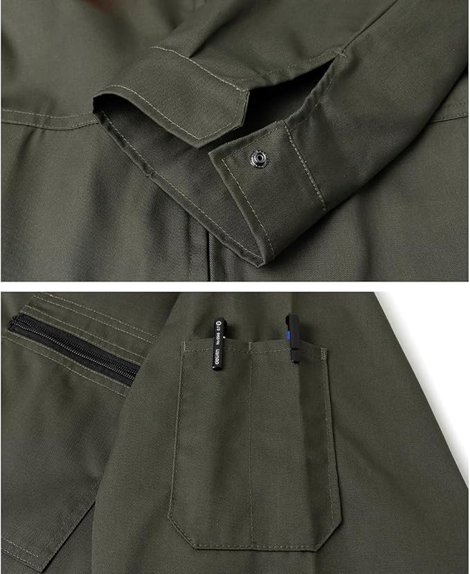 Men's Coveralls Mechanic Work Jumpsuit Multi Pockets Overalls Long Sleeve Workwear Coverall