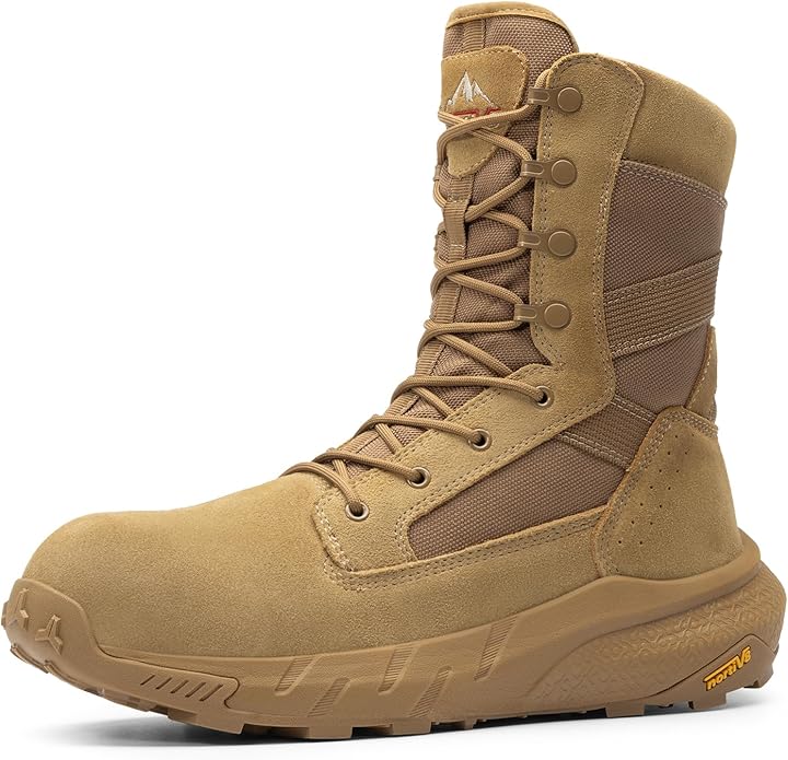 NORTIV 8 Men's 8" Composite Toe Work Boots, Lightweight Side Zipper ASTM F2412-24 & ASTM F2913-24 Safety Military Boots for All-Day Comfort, Peakforce-Nano