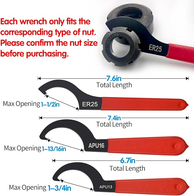 6pcs Coilover Spanner Wrench Set, C-Shape Shock Spanner Hook Wrench Tools, for Suspension System and Shock Adjustment