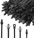 XINGO 210 PCS Universal Nylon Push Mount Zip Ties Assorted Sizes, Heavy Duty Nylon Push Mount Self Locking UV Resistant Wire Ties, 5 Most Popular Sizes,for Indoor Wire Tying Construction Auto