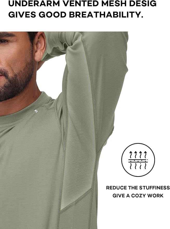 FR Shirts for Summer 5.5OZ Lightweight Breathable Vented Mesh Flame Resistant Long Sleeve Crew T-Shirt CAT2