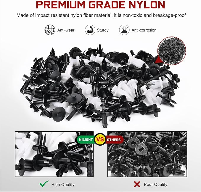 Nilight 380pcs Car Retainer Clips & Fastener Remover with 12 Most Popular Sizes Auto Push Pin Rivets Set Door Trim Panel Clips 2 Years Warranty