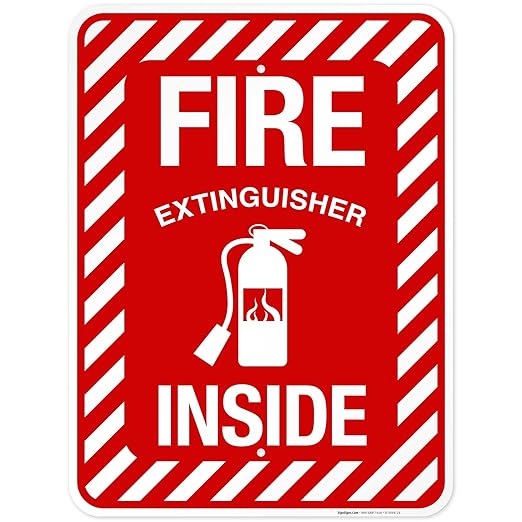 Fire Extinguisher Inside Sign, Fire Safety Sign, 18x24 Inches, Rust Free .063 Aluminum, Fade Resistant, Indoor/Outdoor Use, Made in USA