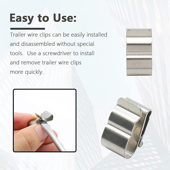 50Pcs Trailer Frame Wire Clips, 19mm Length Solar Panel Wire Clips, 304 Stainless Steel Cable Clamps Double-Wire Clips for PV Wiring Boat Cable