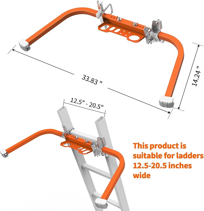 Ladder Stabilizer,Wing Span/Wall Extension Ladder Standoff Arms,Extension Ladder Accessory for Roof Gutter Guard,Heavy Duty Extension Ladder Stabilizer for Roof Ladders Gutter (Orange)