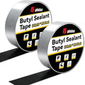 2 Pack Butyl Sealant Tape 2" X 90' - Double Sided - Black Vapor Barrier Butyl Tape for Wall of Crawl Space, Rv Windows, Deck Boat, Crawlspace (Waterproof, Weatherproof)