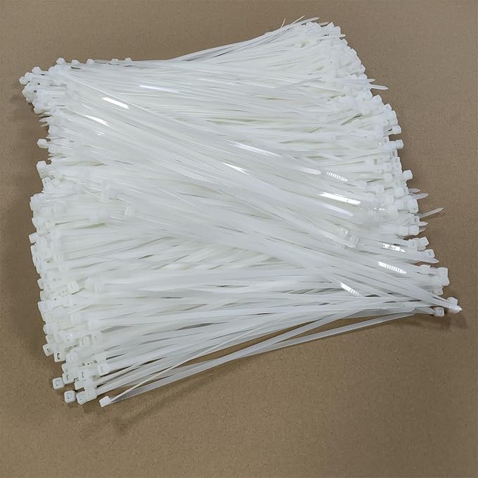 Zip Ties 1000 pcs 8 inch Cable Zip Ties, Premium Plastic Wire Ties with 40 LBS Tensile Strength, UV Resistant Cable Ties, White Nylon Tie Straps