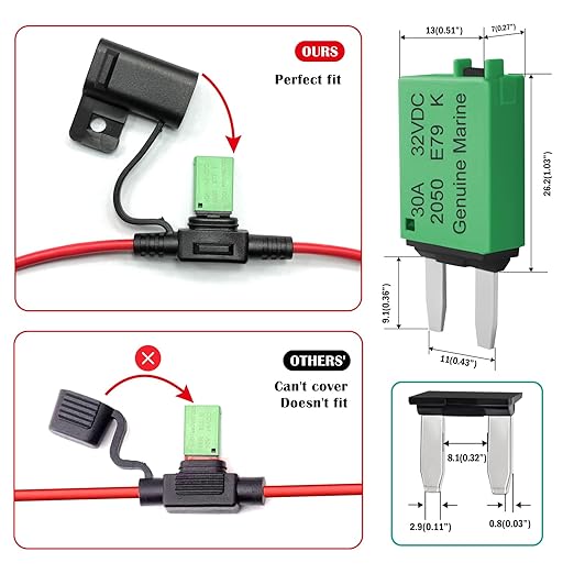 6 Pcs Waterproof Inline Fuse Holder for ATM Low Profile Mini Small Blade Fuse 5A 6A 7.5A 10A 15A 20A 25A 30A DC 12V 12AWG Max Adapter 30A Protection for Automotive RV Car Electrical Systems