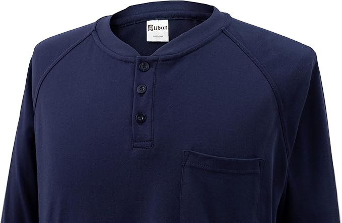 Ubon FR Shirts for Men Welding Shirt Flame Resistant Long Sleeve Work Shirts 6.5 Oz FR Clothing